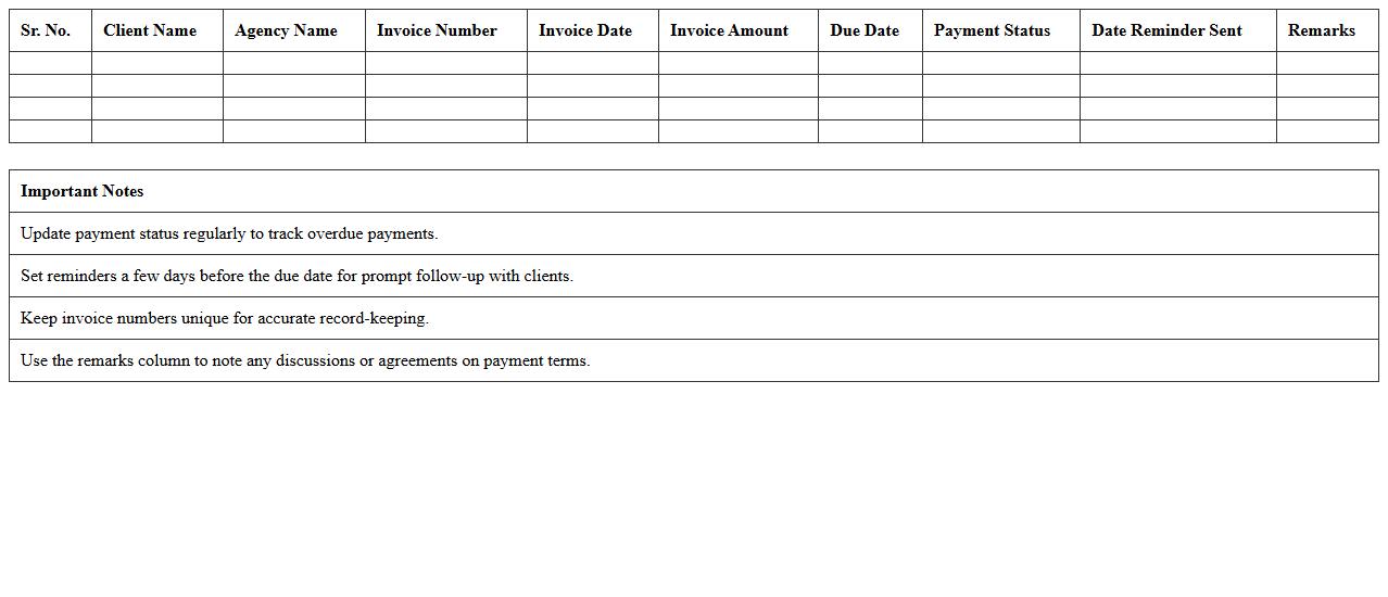 Agency Client Payment Reminder Excel Sheet