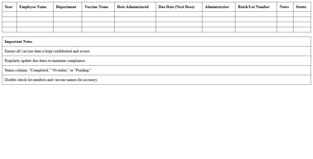 Annual Vaccination Tracker Spreadsheet