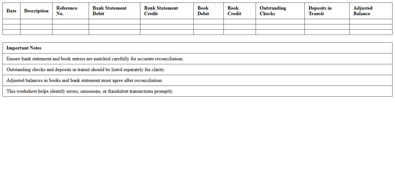 Automated Bank Reconciliation Worksheet for Excel