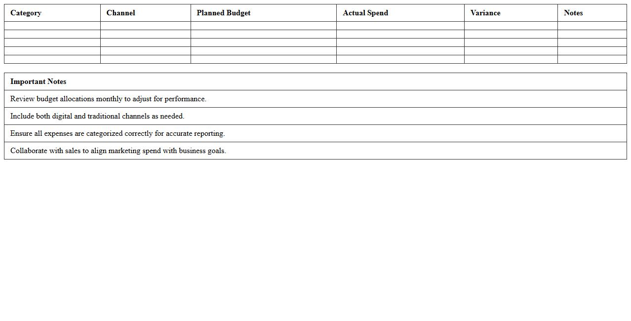 B2B Marketing Budget Allocation Excel Template