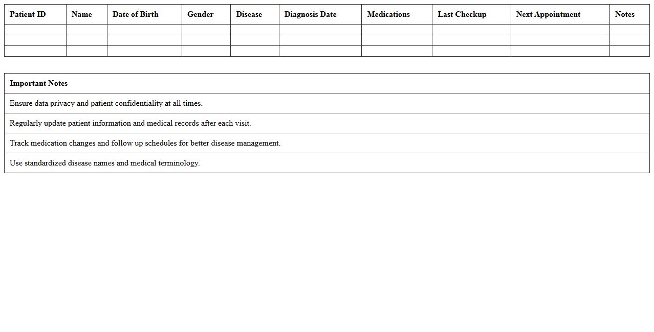 Chronic Disease Monitoring Survey Excel Template