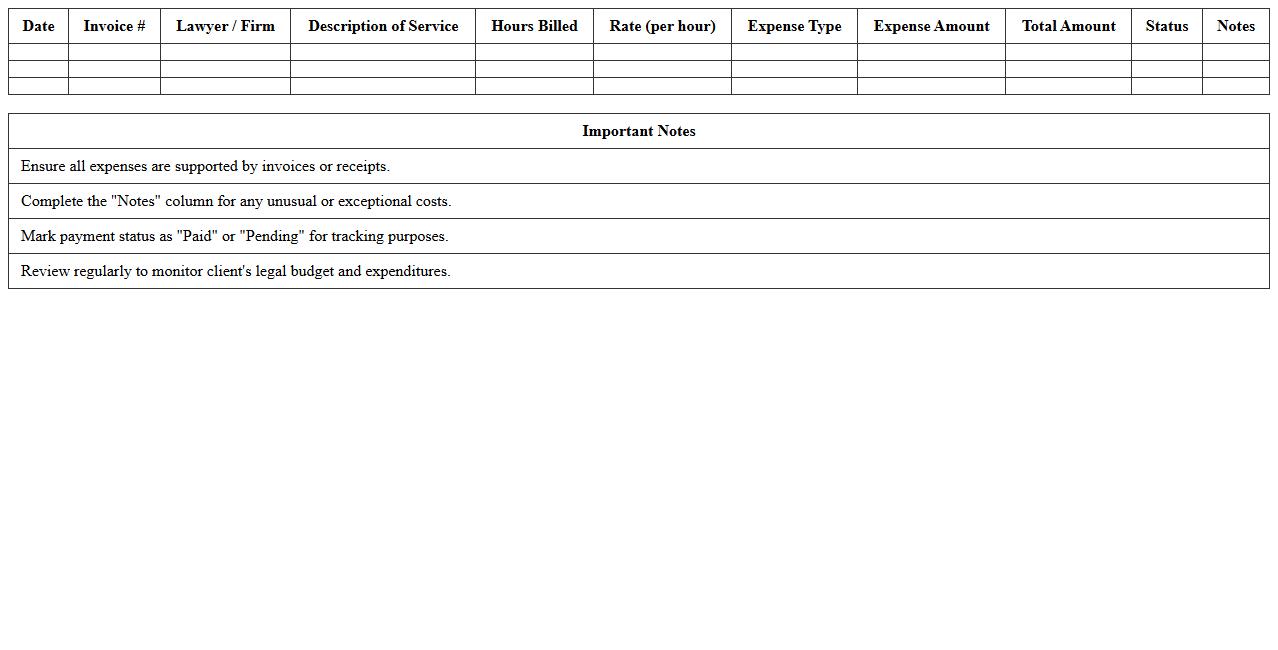 Client Legal Expense Report Template