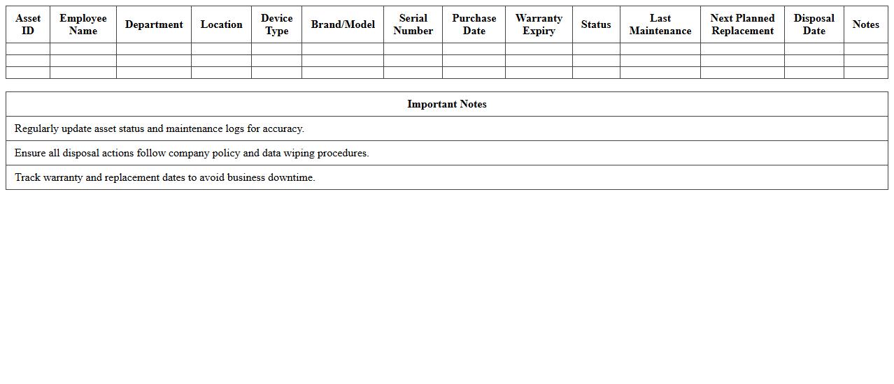 Computer Lifecycle Management Excel Template for Enterprises