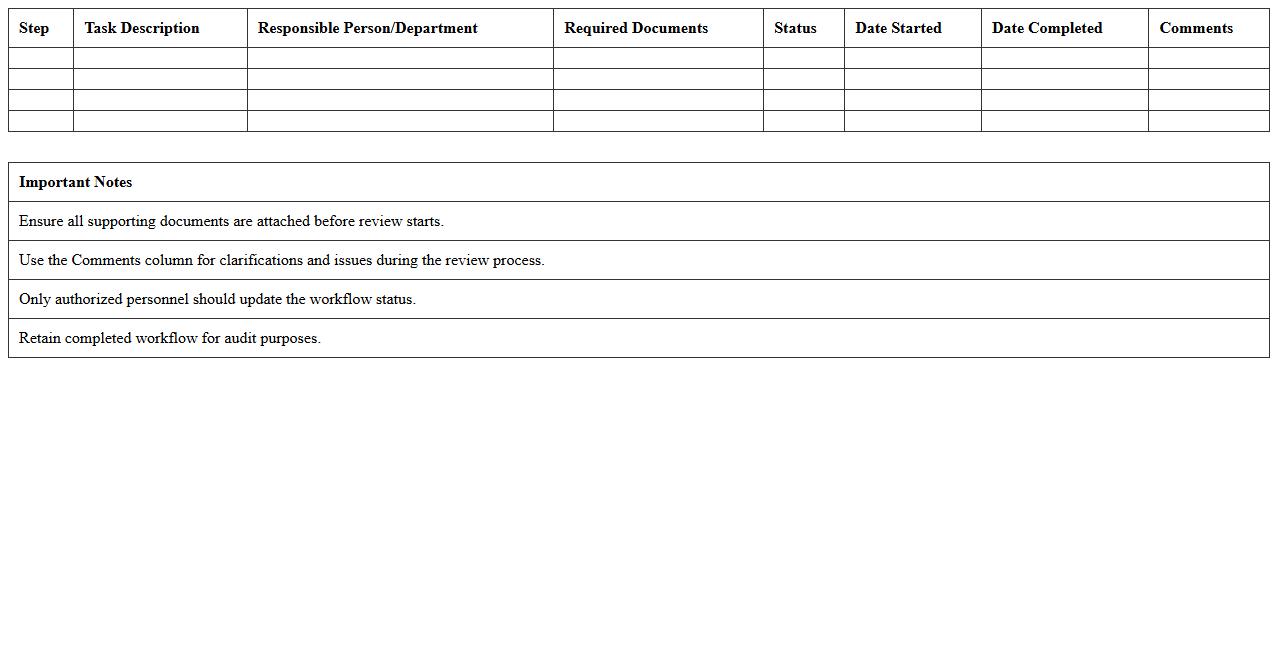 Contract Review Workflow Excel Template