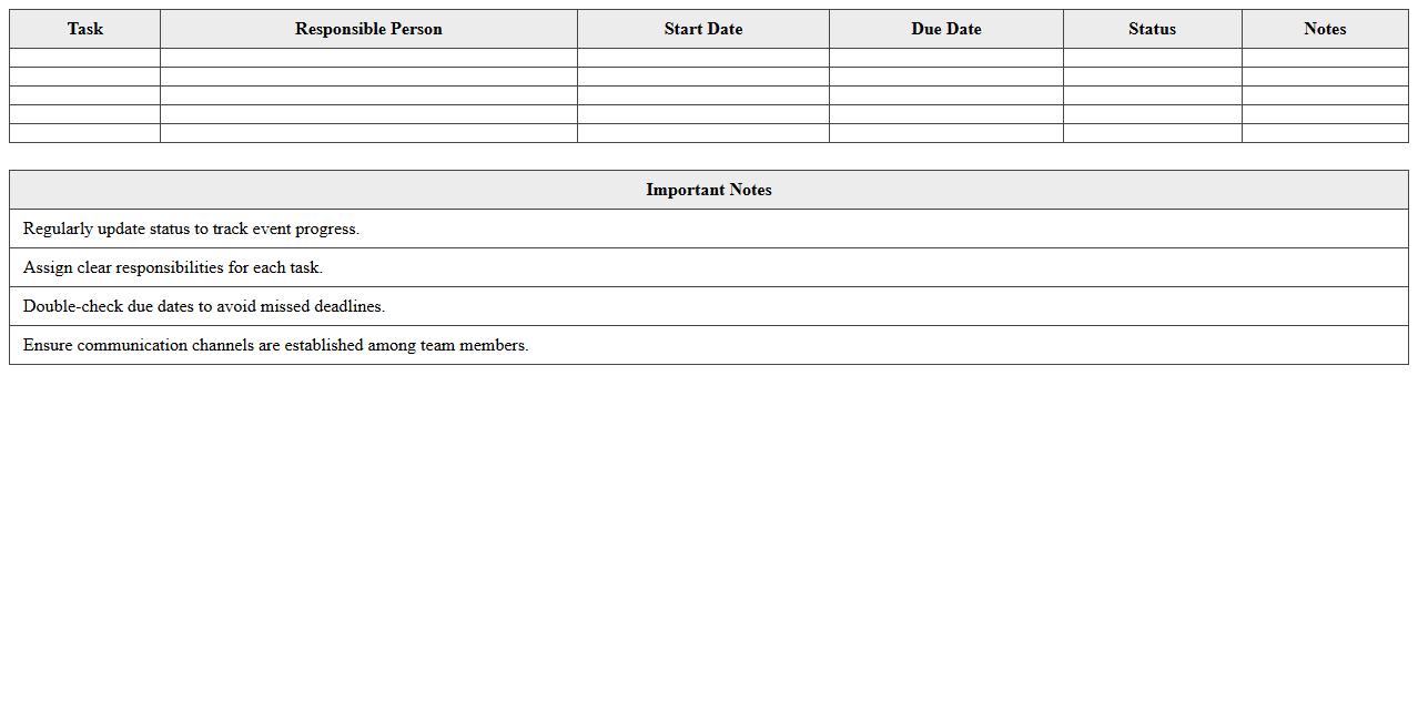 Corporate Event Timeline & Checklist Excel Planner