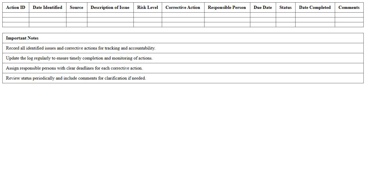 Corrective Action Tracking Log Excel Template