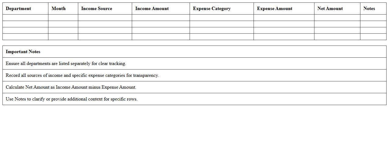 Departmental Nonprofit Expense and Income Excel Report