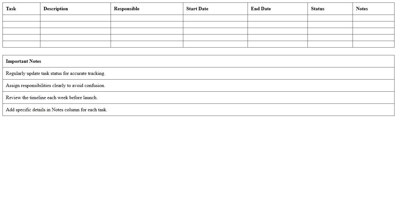 Digital Marketing Launch Timeline Spreadsheet