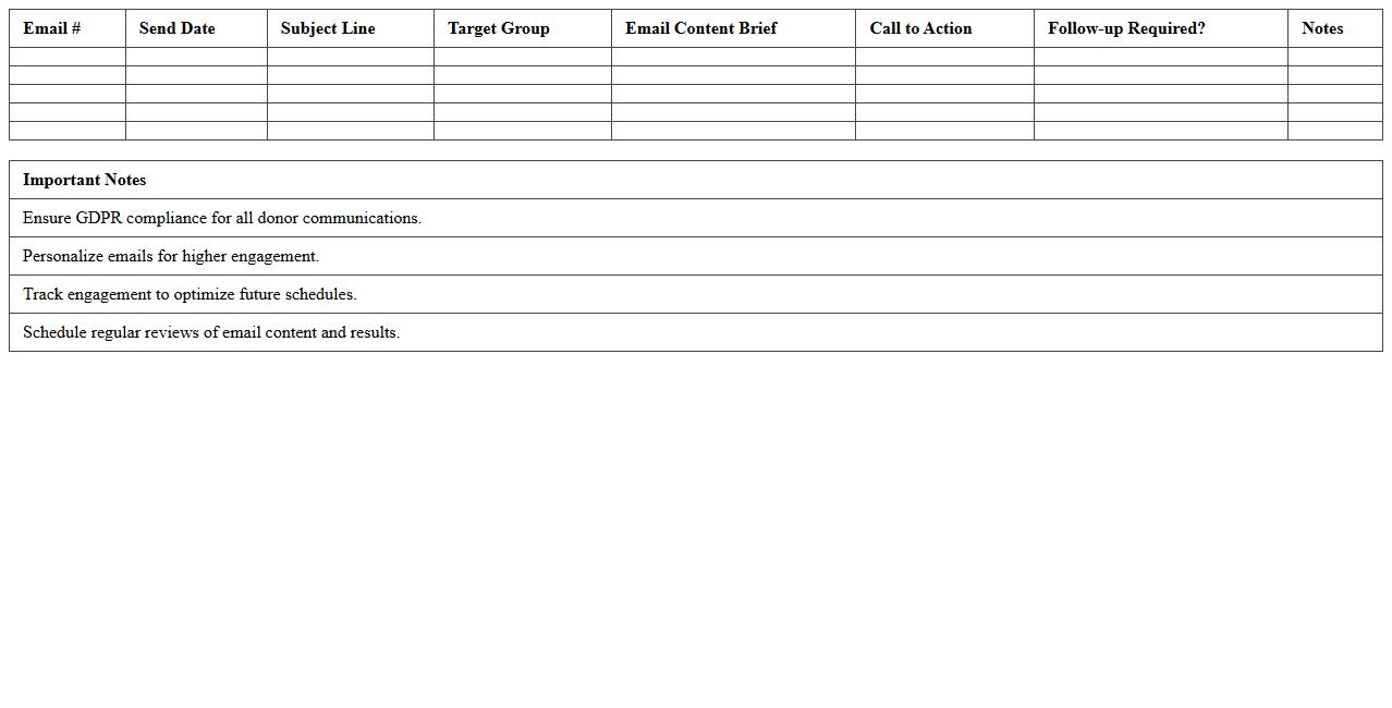 Donor Engagement Email Schedule Template