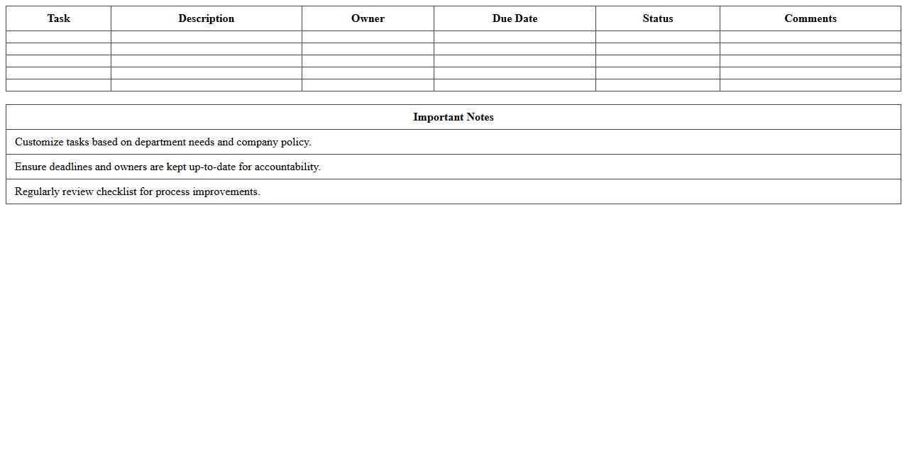 Employee Onboarding Training Checklist Excel