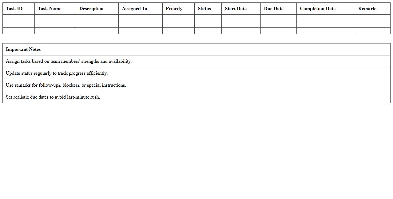 Event Management Task Delegation Spreadsheet