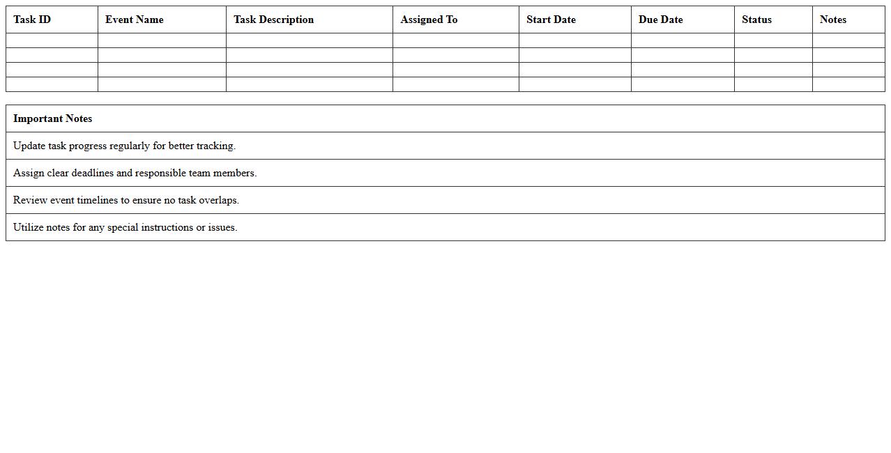 Event Task and Timeline Management Excel