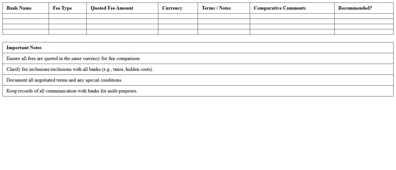 Financial Consultants’ Bank Fee Evaluation Template