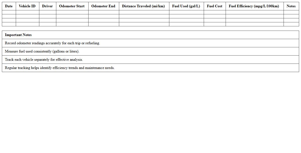 Fleet Fuel Efficiency Tracking Excel Template
