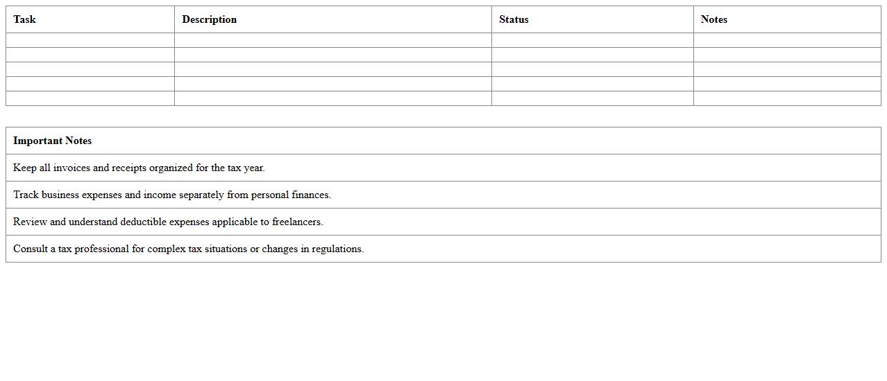 Freelancer Tax Filing Preparation Checklist