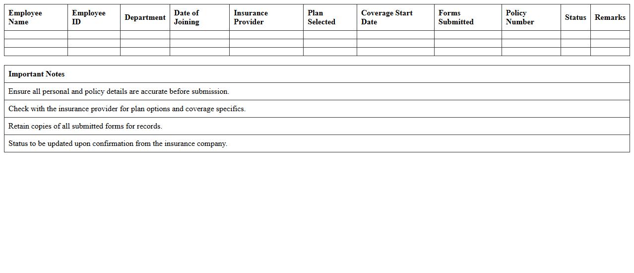 Group Insurance Employee Onboarding Checklist Excel Template