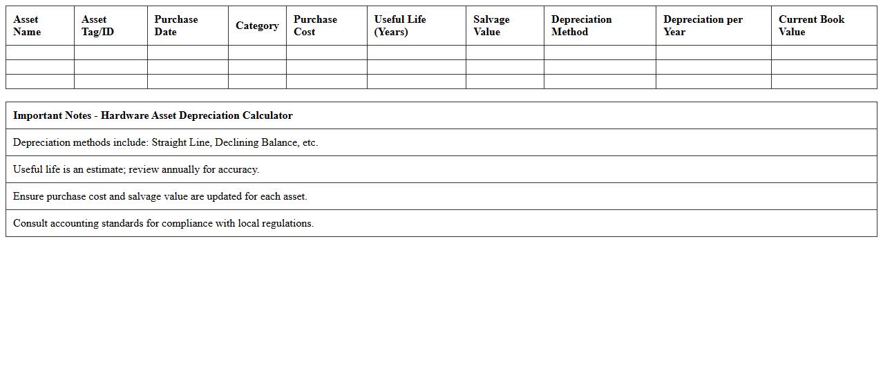 Hardware Asset Depreciation Calculator