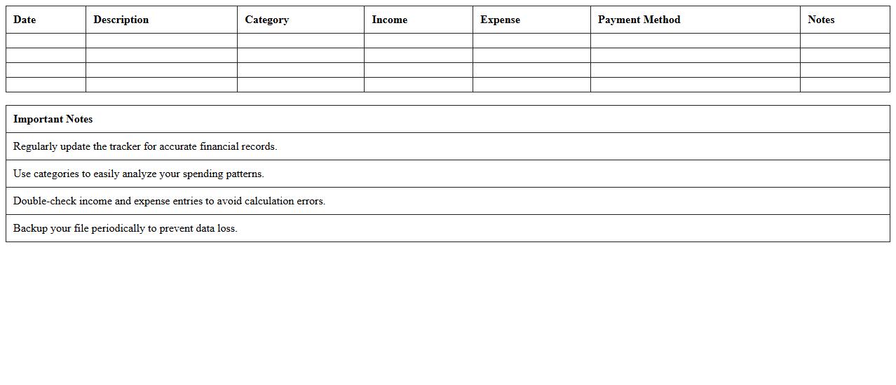 Income and Expense Tracker Excel Template