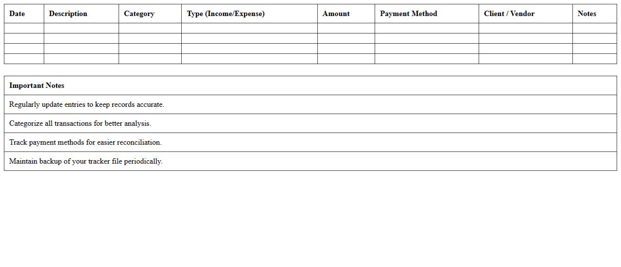 Income and Expense Tracker for Freelancers Excel Template