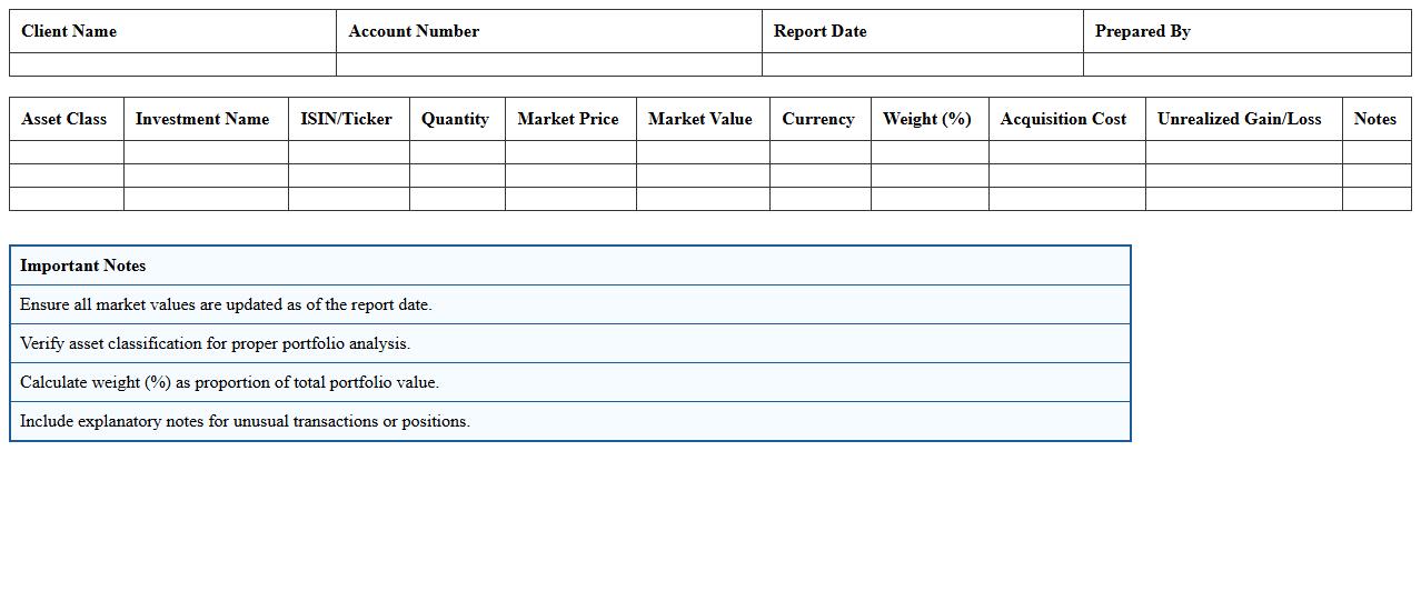 Investment Holdings Reporting Template for Wealth Advisors