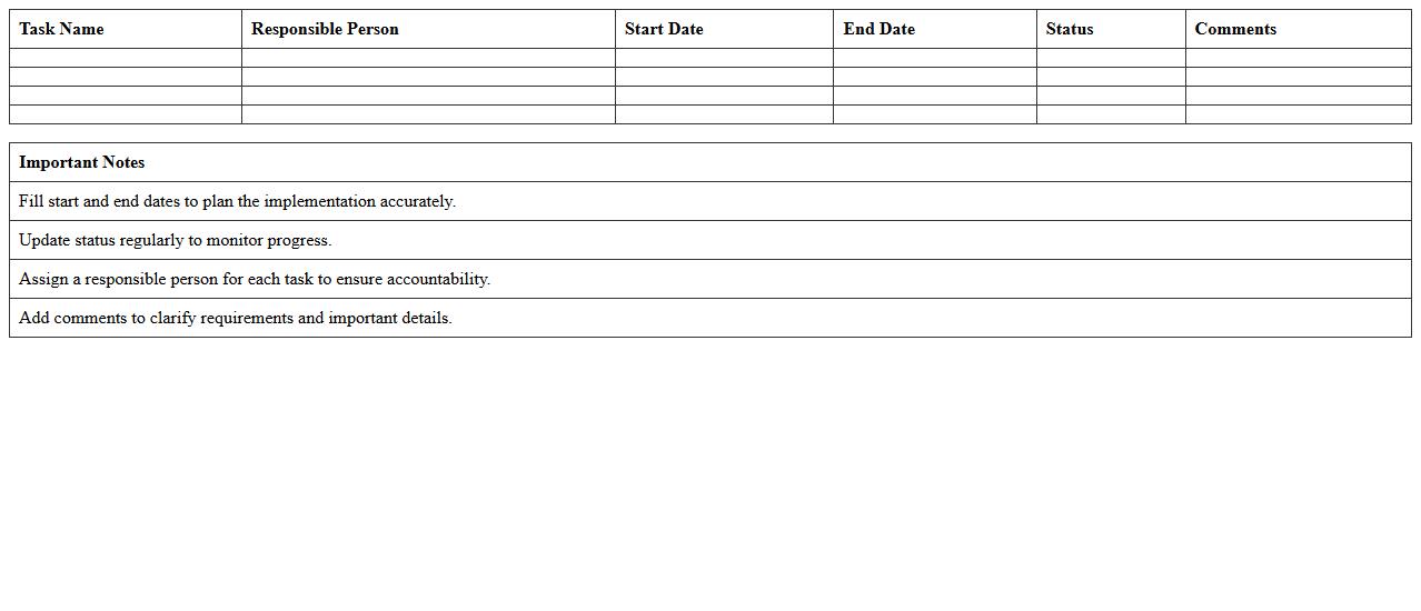 IT Implementation Schedule Planner Excel Template