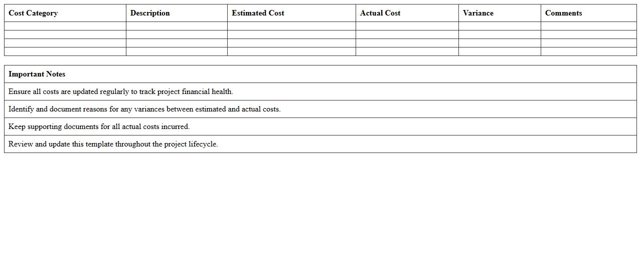 IT Project Cost Management Template