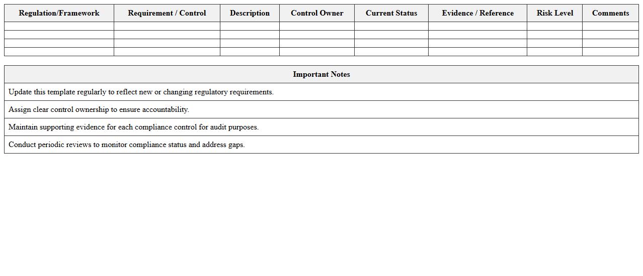 IT Regulatory Compliance Mapping Excel Template
