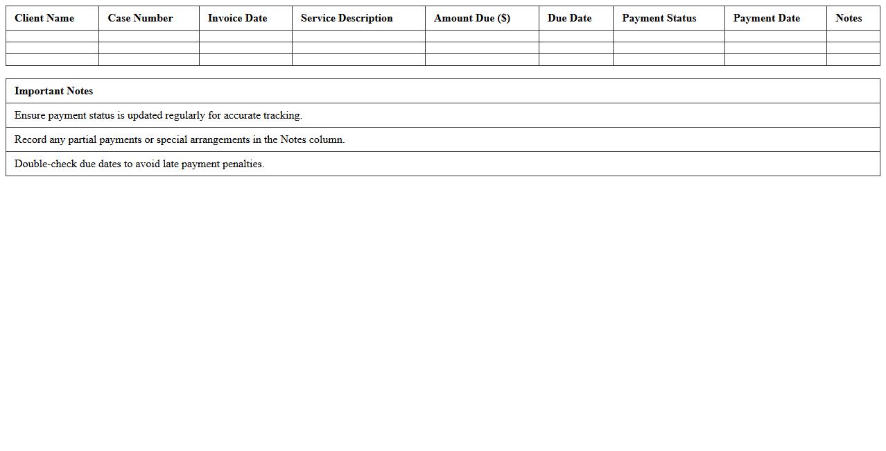 Law Firm Payment Schedule Spreadsheet