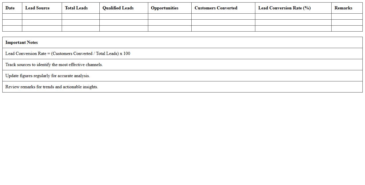Lead Conversion Rate Analysis Excel Tracker