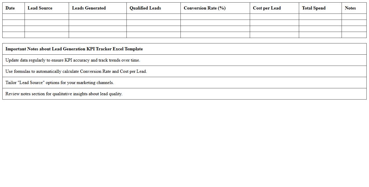 Lead Generation KPI Tracker Excel Template