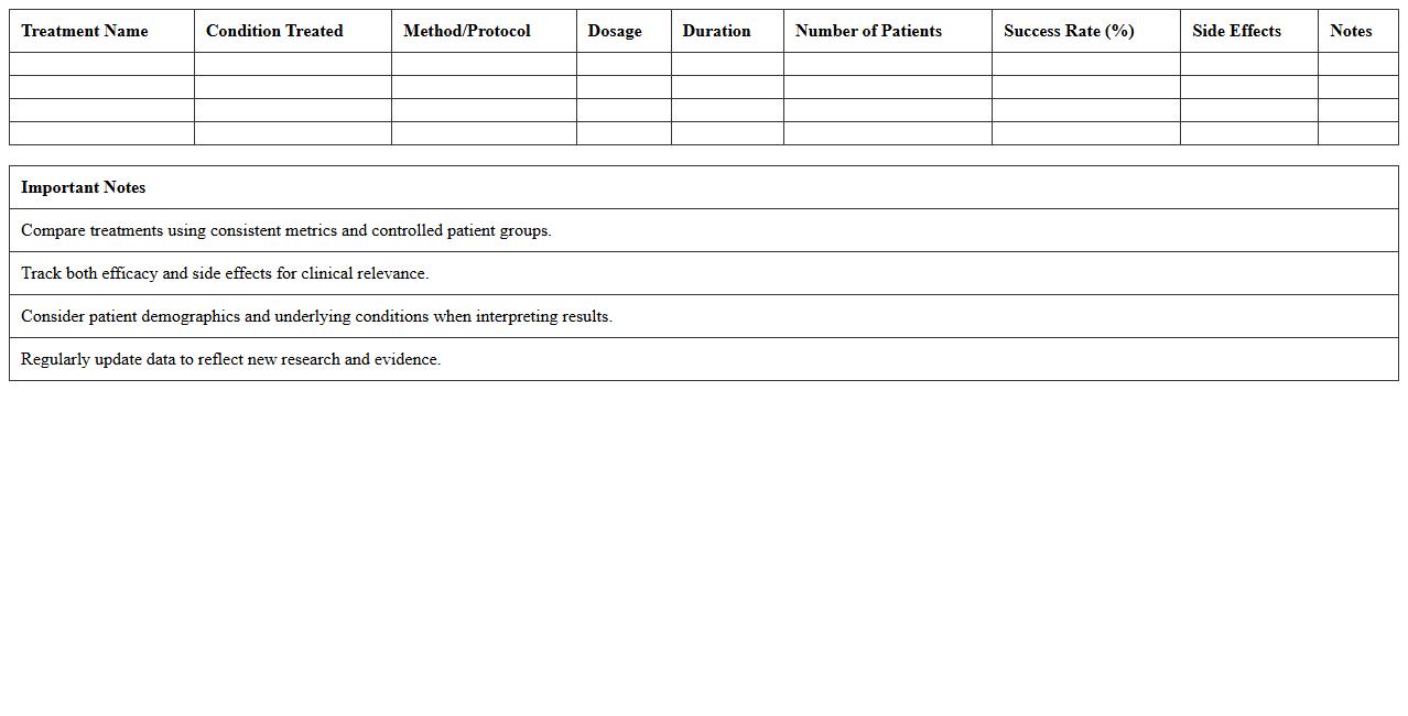 Medical Treatment Efficacy Comparison Excel