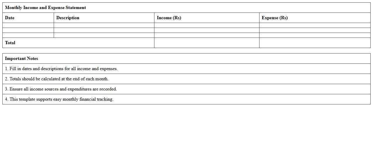 Monthly Income and Expense Statement Excel Format