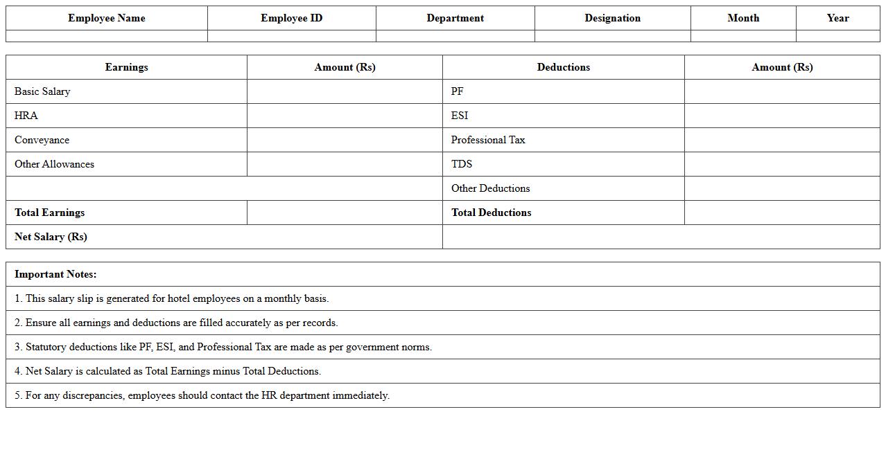 Monthly Salary Slip Generator for Hotel Employees
