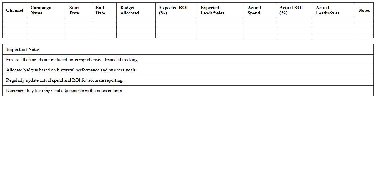 Multi-Channel Campaign Financial Planning Worksheet