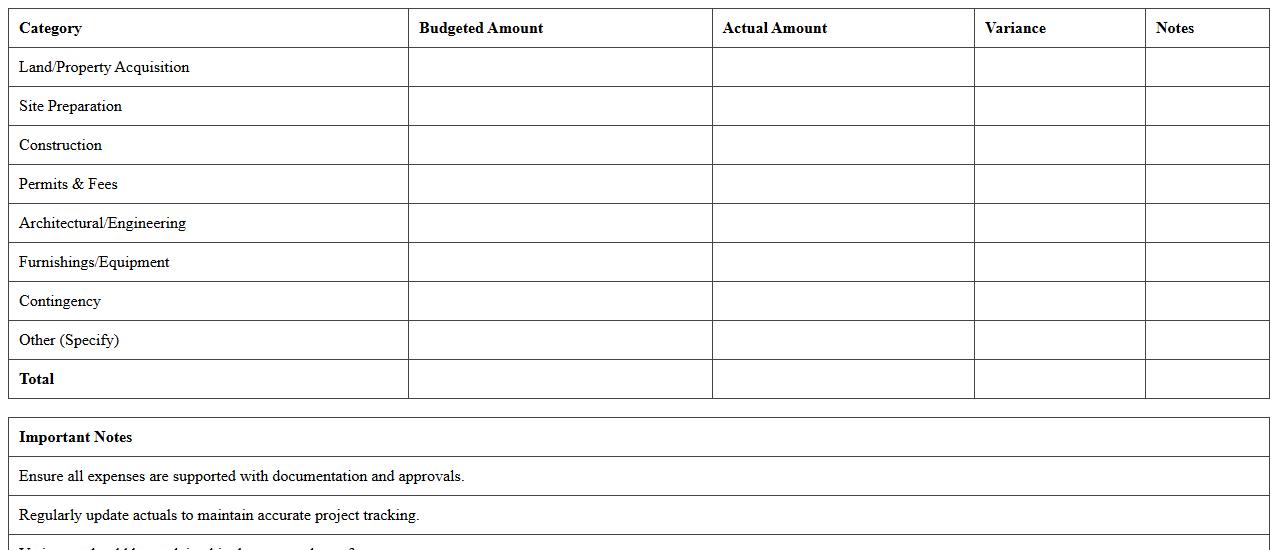 Nonprofit Capital Project Budget Management Template