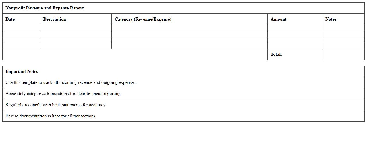 Nonprofit Revenue and Expense Report Template