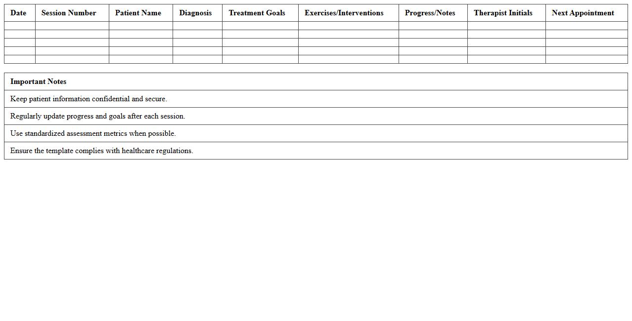 Outpatient Physical Therapy Progress Tracker Excel Template