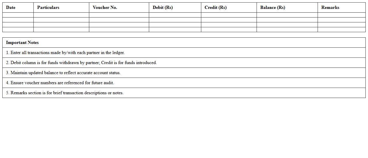 Partner Current Account Ledger Excel Sheet