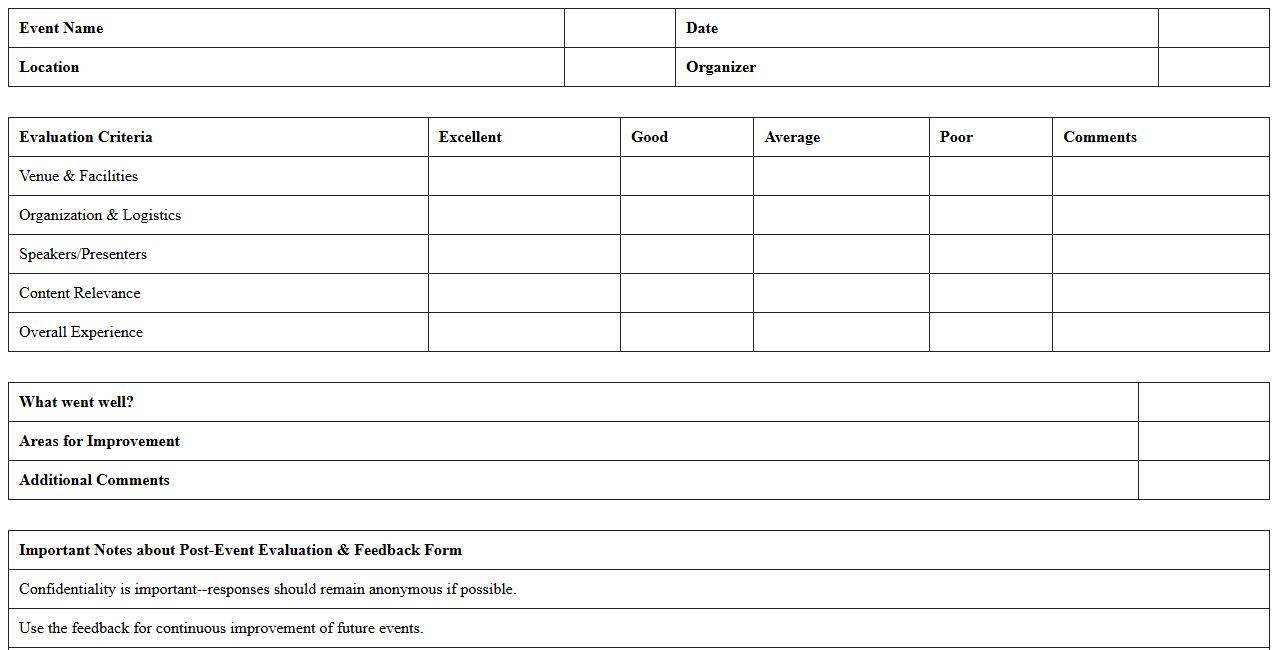Post-Event Evaluation & Feedback Form