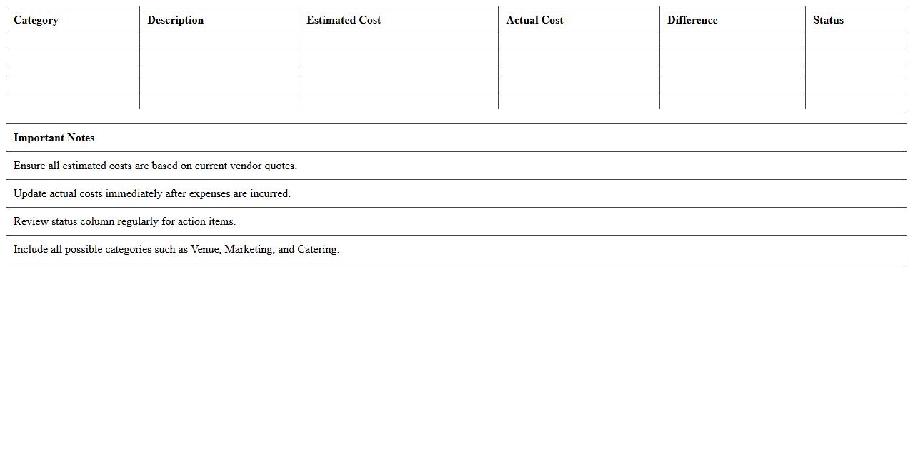 Product Launch Event Budget Worksheet