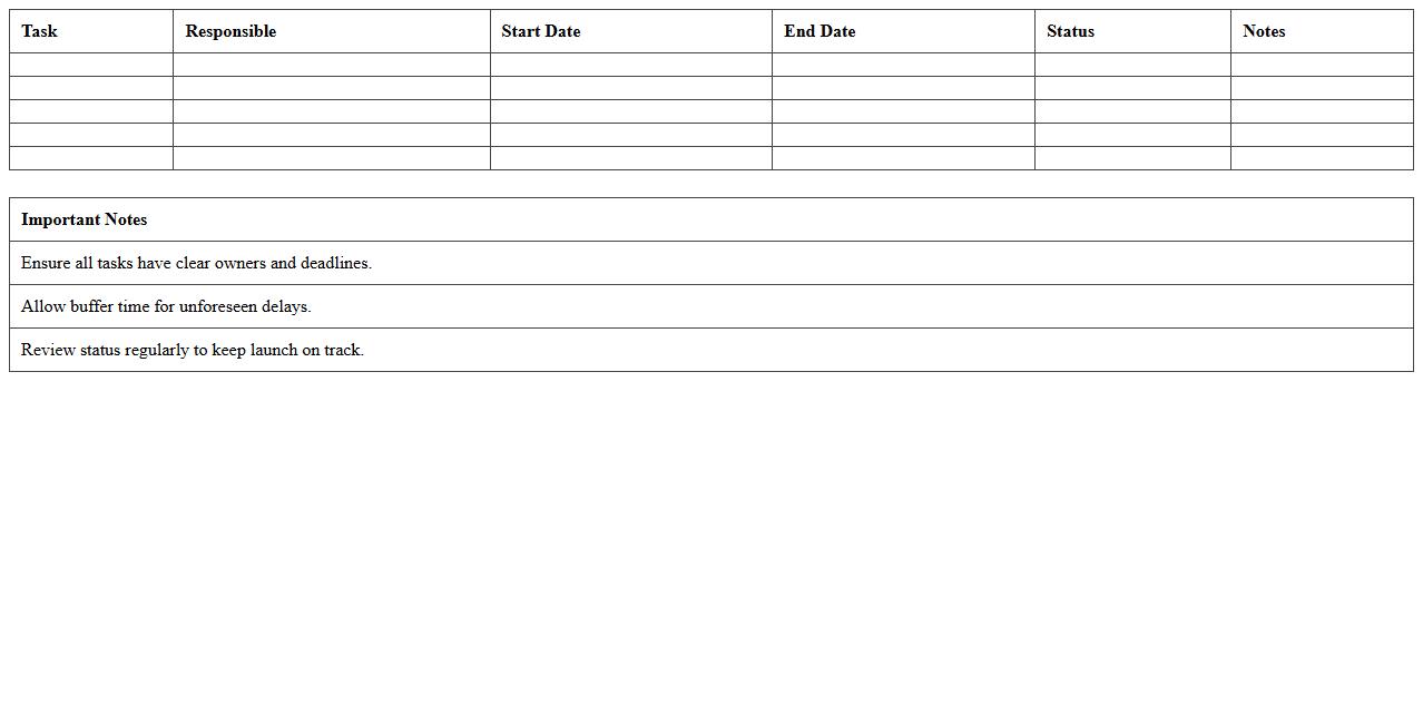 Product Launch Event Planning Excel Schedule