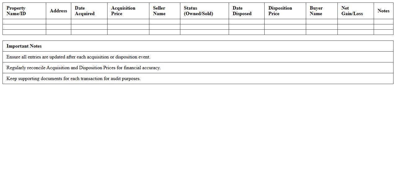 Property Acquisition and Disposition Tracker