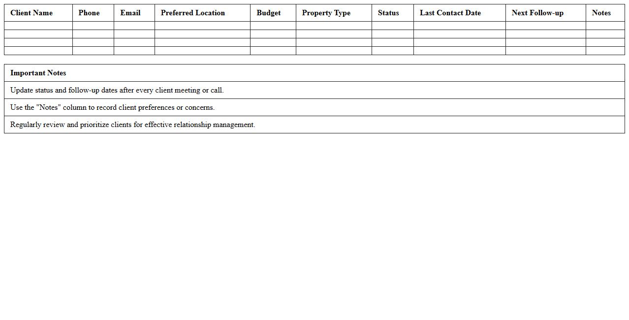 Real Estate Client Relationship Tracker