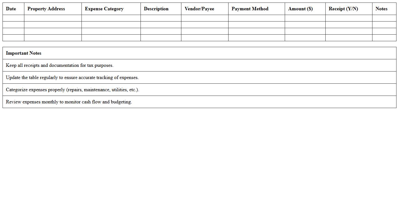 Real Estate Investment Expense Tracking Excel