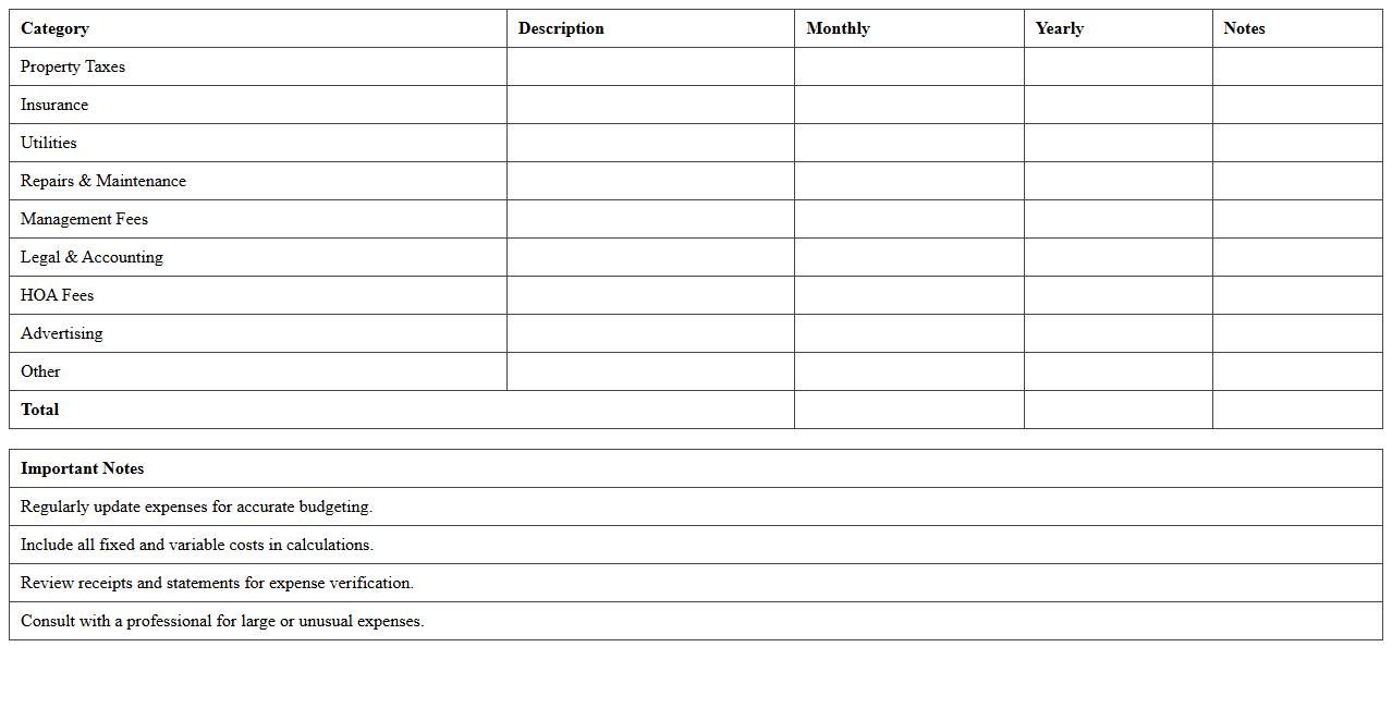 Real Estate Operating Expenses Excel Worksheet