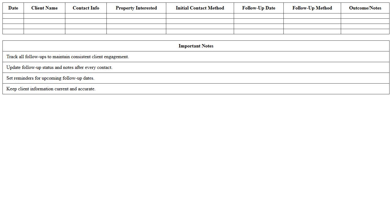 Realtor Sales Follow-Up Tracker Excel Template