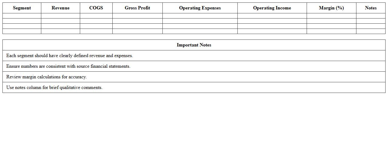 Segment Financial Performance Excel Template for Investment Teams