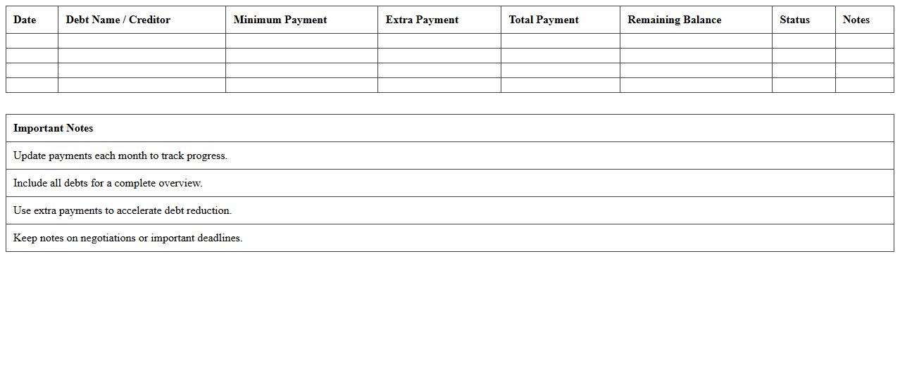 Simple Debt Payment Calendar Excel Template