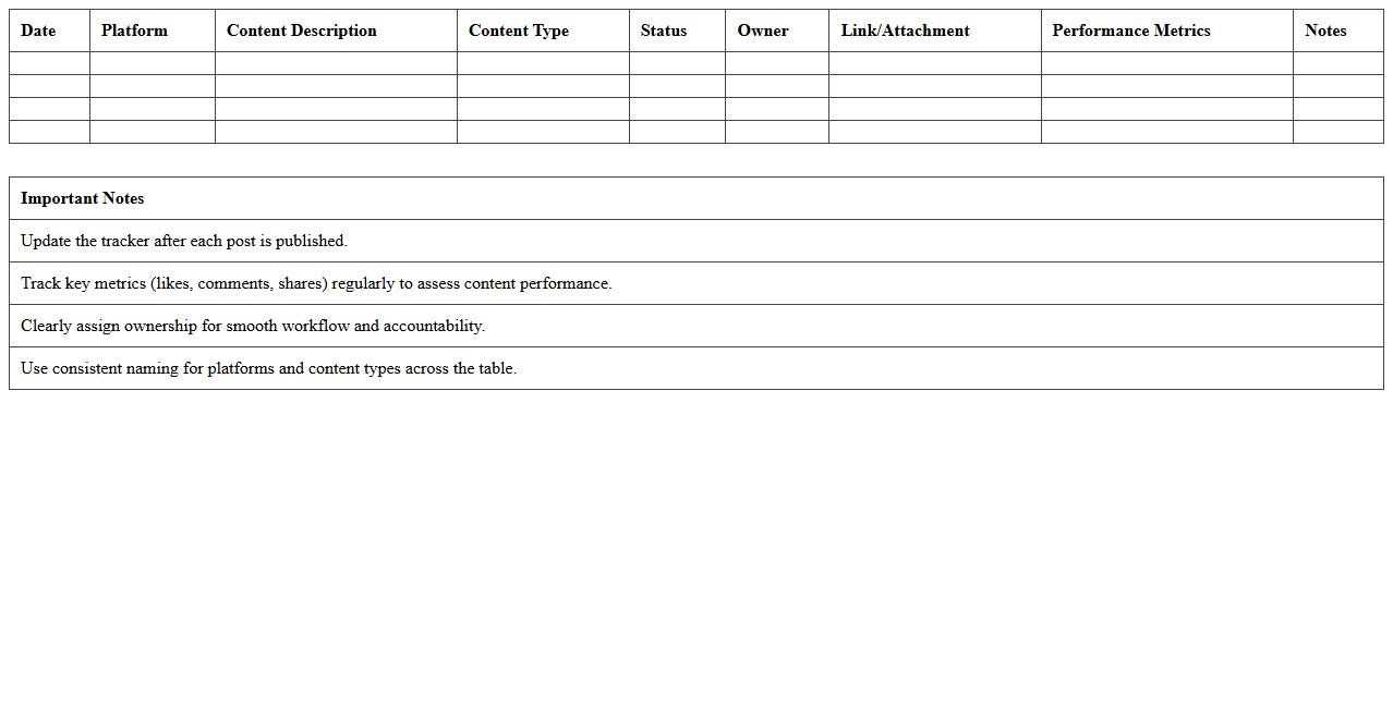 Social Media Content Tracker Excel Template