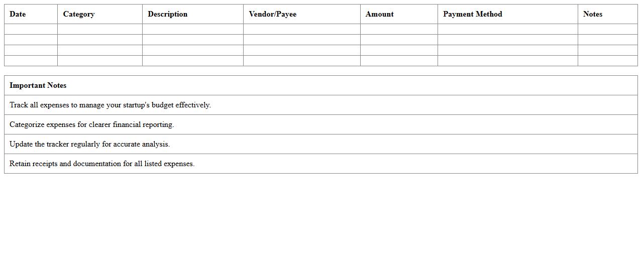 Startup Expense Tracker Excel Template